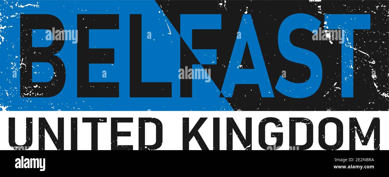 Design t-shirt Belfast. Tipografia della città europea per stampe, pubblicità, identità. Opere d'arte turistiche disegnate a mano di alta qualità. Viaggi e. Illustrazione Vettoriale