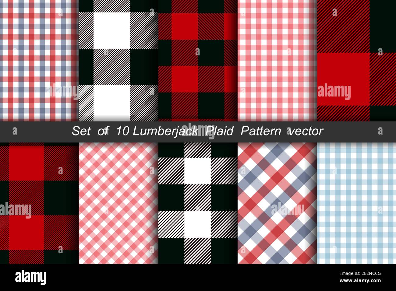 Set di 10 Lumberjack plaid pattern vettoriale. Eps10 Illustrazione Vettoriale
