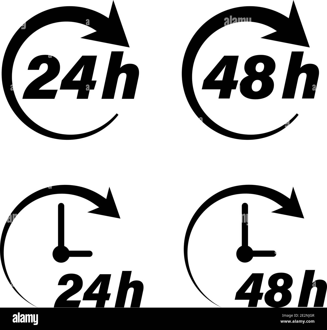set di icone di consegna rapida per 24 ore e 48 illustrazione del vettore di erogazione delle ore Illustrazione Vettoriale