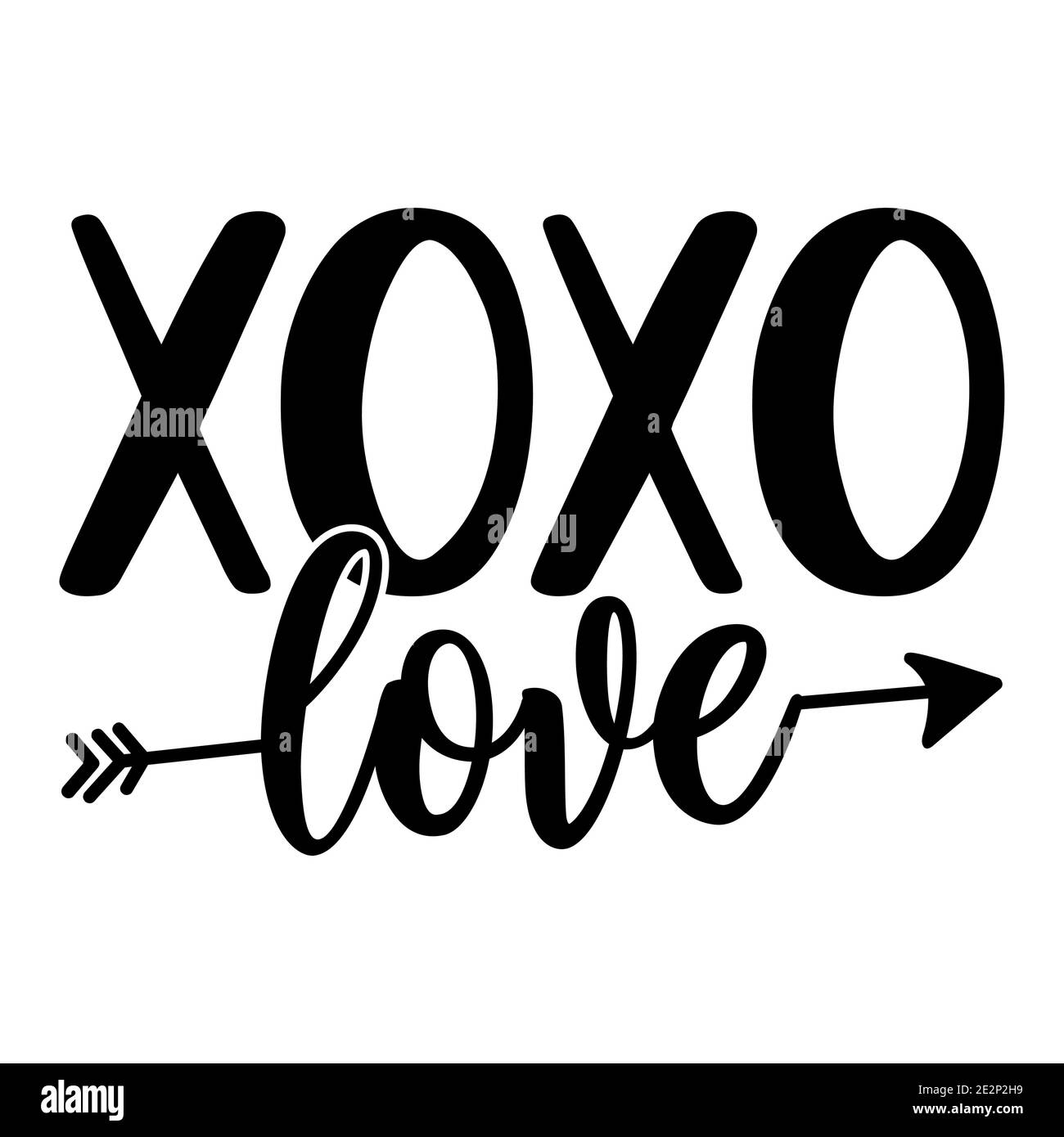 XOXO - biglietto d'auguri di San Valentino - frase di Calligraphy per Natale o altro regalo. Moderna scritta a pennello. Elementi di disegno disegnati a mano, Natale Illustrazione Vettoriale