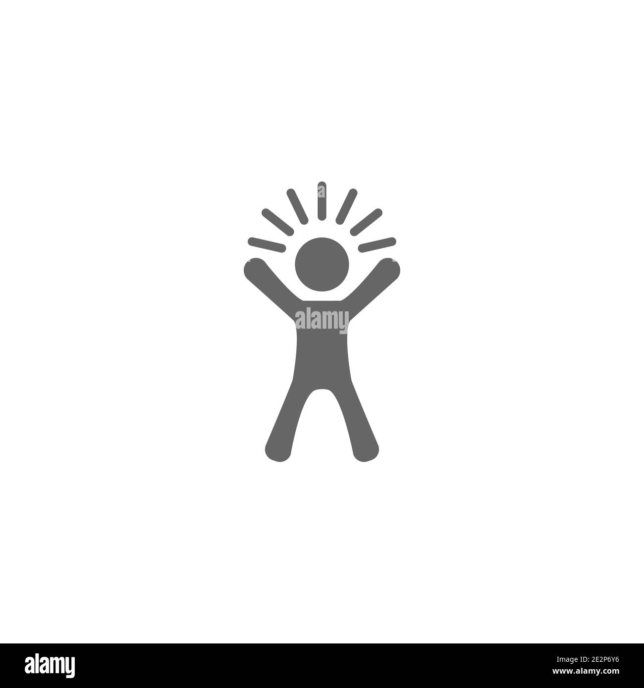 Silhouette dell'uomo con raggi luminosi. Nuovo pittogramma idea. Icona innovazione. Tempesta cerebrale. Isolato su bianco. Illustrazione vettoriale. Bianco e nero . Illustrazione Vettoriale