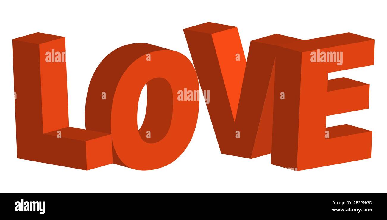 Le lettere 3D nella parola amano il concetto di San Valentino Concetto di amore 3D isometrico vettoriale giorno Illustrazione Vettoriale