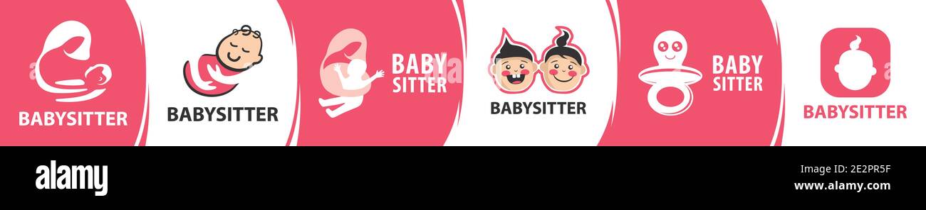 Logo vettoriale di babysitter, cura dei bambini Illustrazione Vettoriale