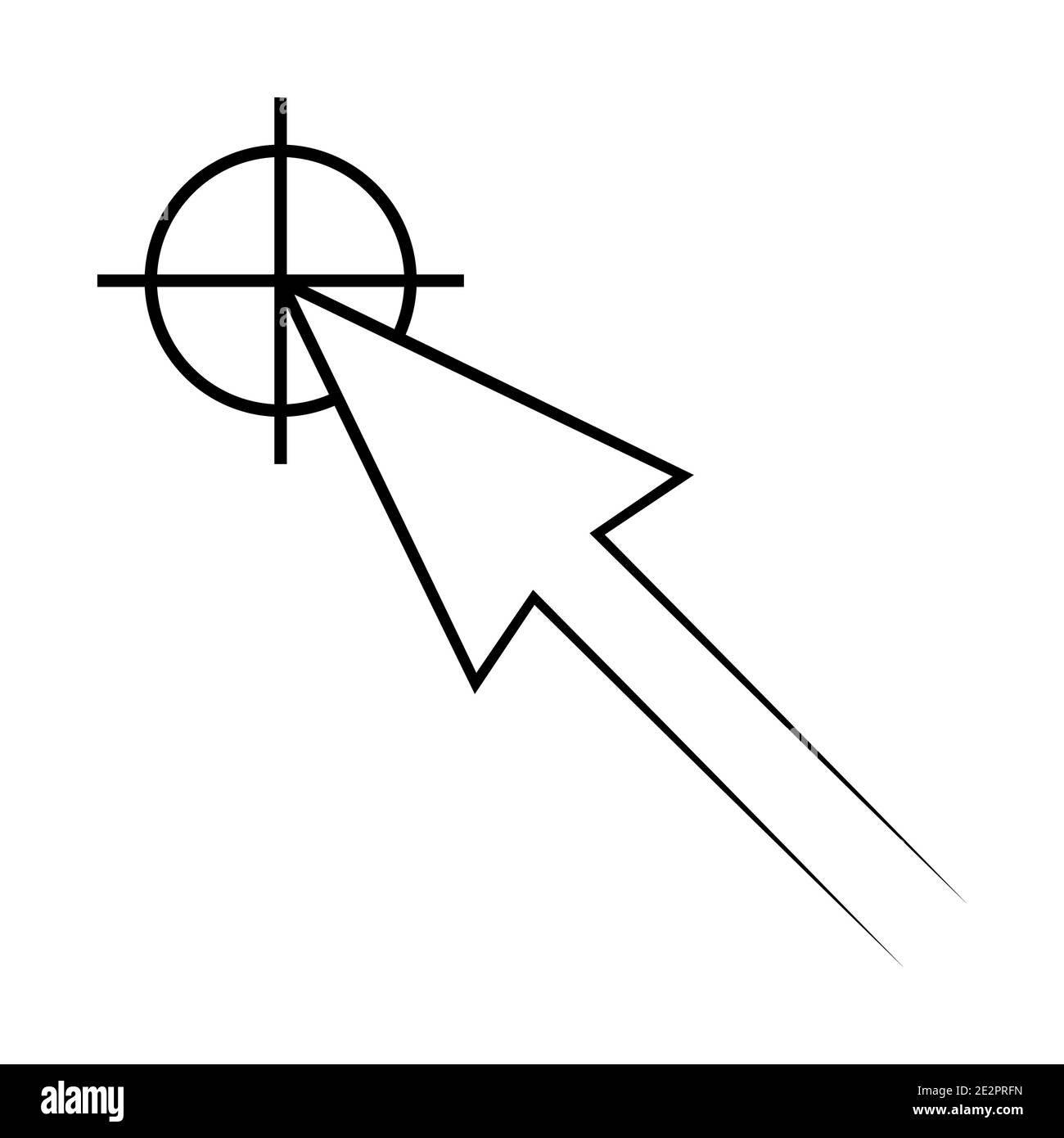 Icona freccia del cursore del vettore di destinazione del puntatore al centro del concetto di precisione del segno, simbolo del centro del bersaglio Illustrazione Vettoriale