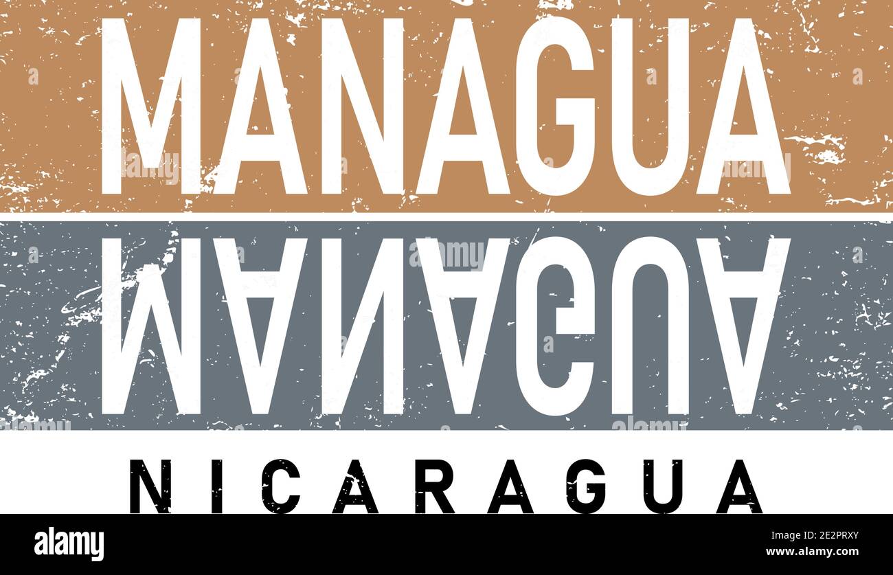 Managua capitale parola città tipografia scritta a mano. Può essere utilizzato per un adesivo, un logo o un marchio. Illustrazione Vettoriale