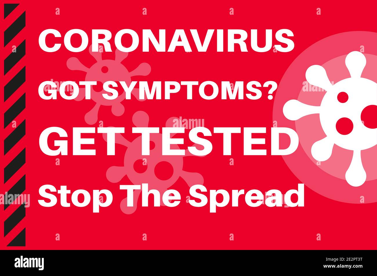 Coronavirus più duro nuovo Lockdown restrizioni per fermare la diffusione di COVID19 - Illustrazione con il logo del virus su uno sfondo rosso. Illustrazione Vettoriale