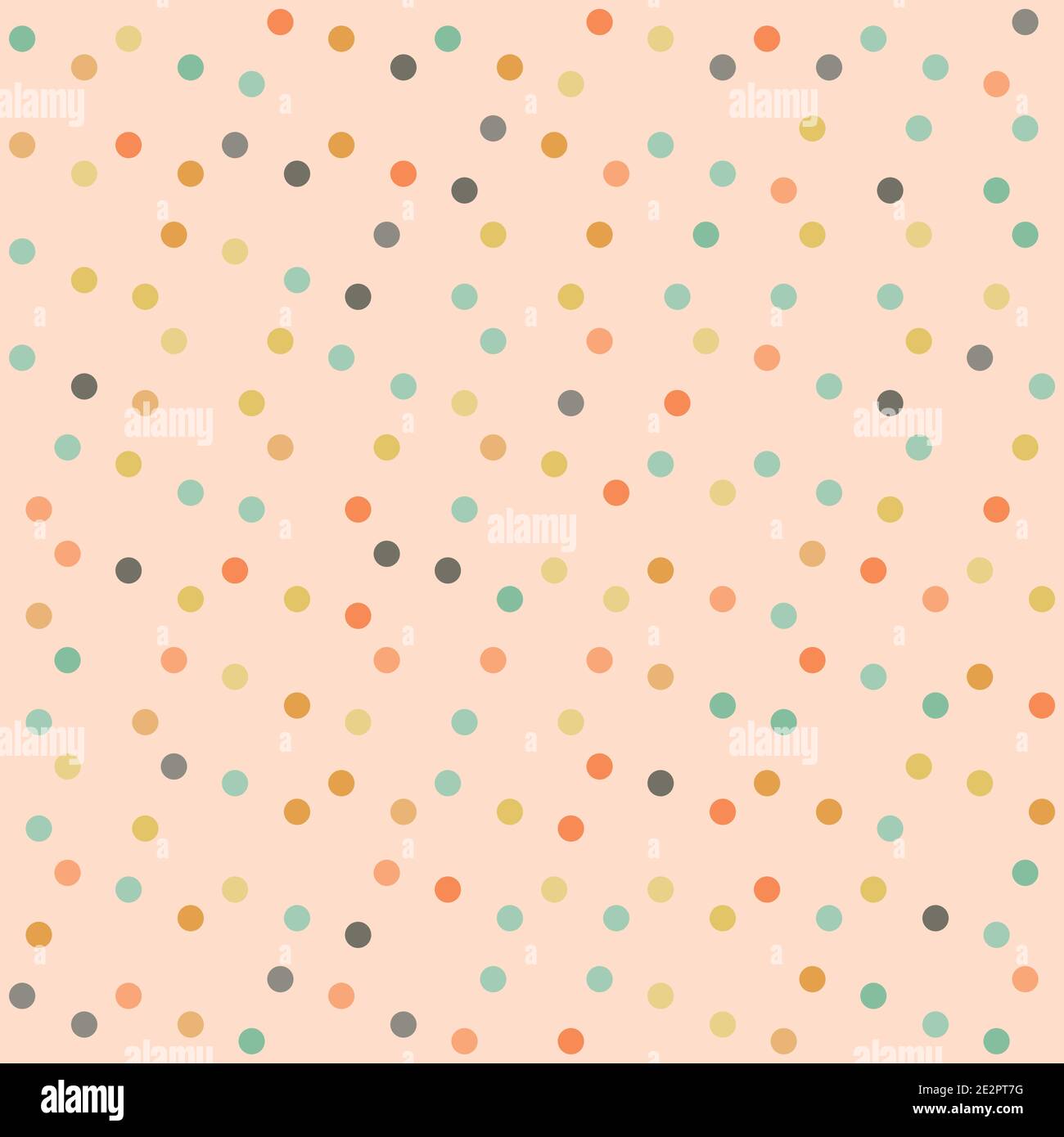 Polka dots vettore senza giunture sfondo. trouchet generative art casuale cerchi multicolori su sfondo rosa confetti tirati a mano Illustrazione Vettoriale