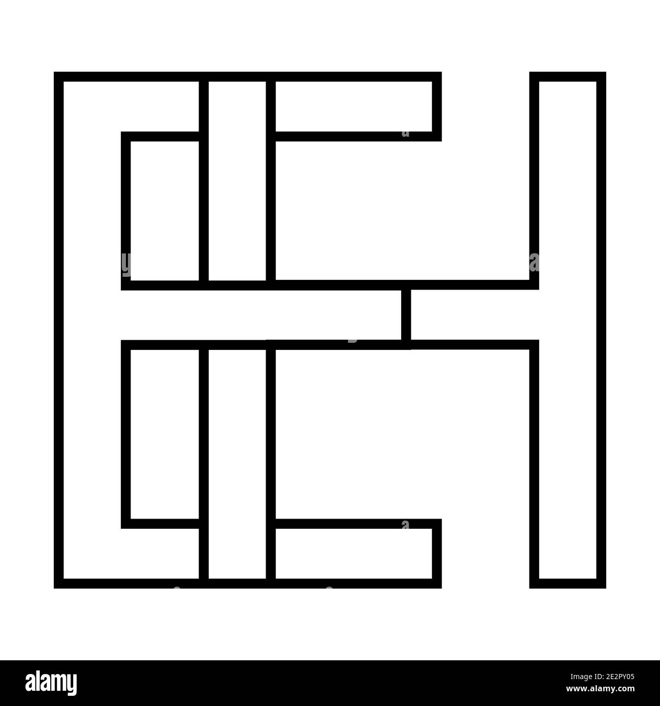 Logo segno eh e l'icona segno interlacciato lettere H, e vettore logo eh, le prime lettere maiuscole modello alfabeto e, h Illustrazione Vettoriale