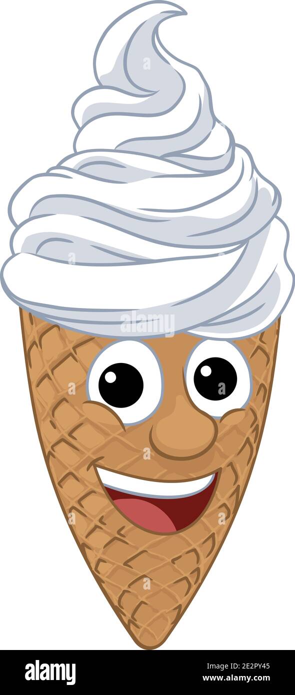 Cono gelato personaggio dei fumetti mascotte Illustrazione Vettoriale