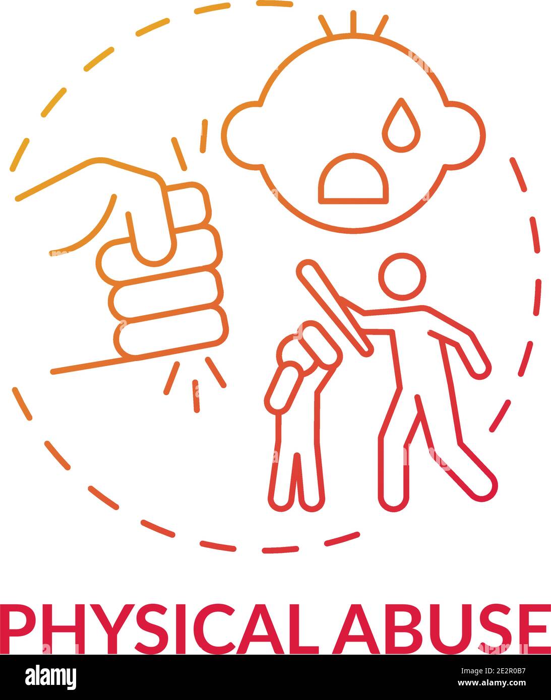 Icona del concetto di gradiente rosso di abuso fisico Illustrazione Vettoriale