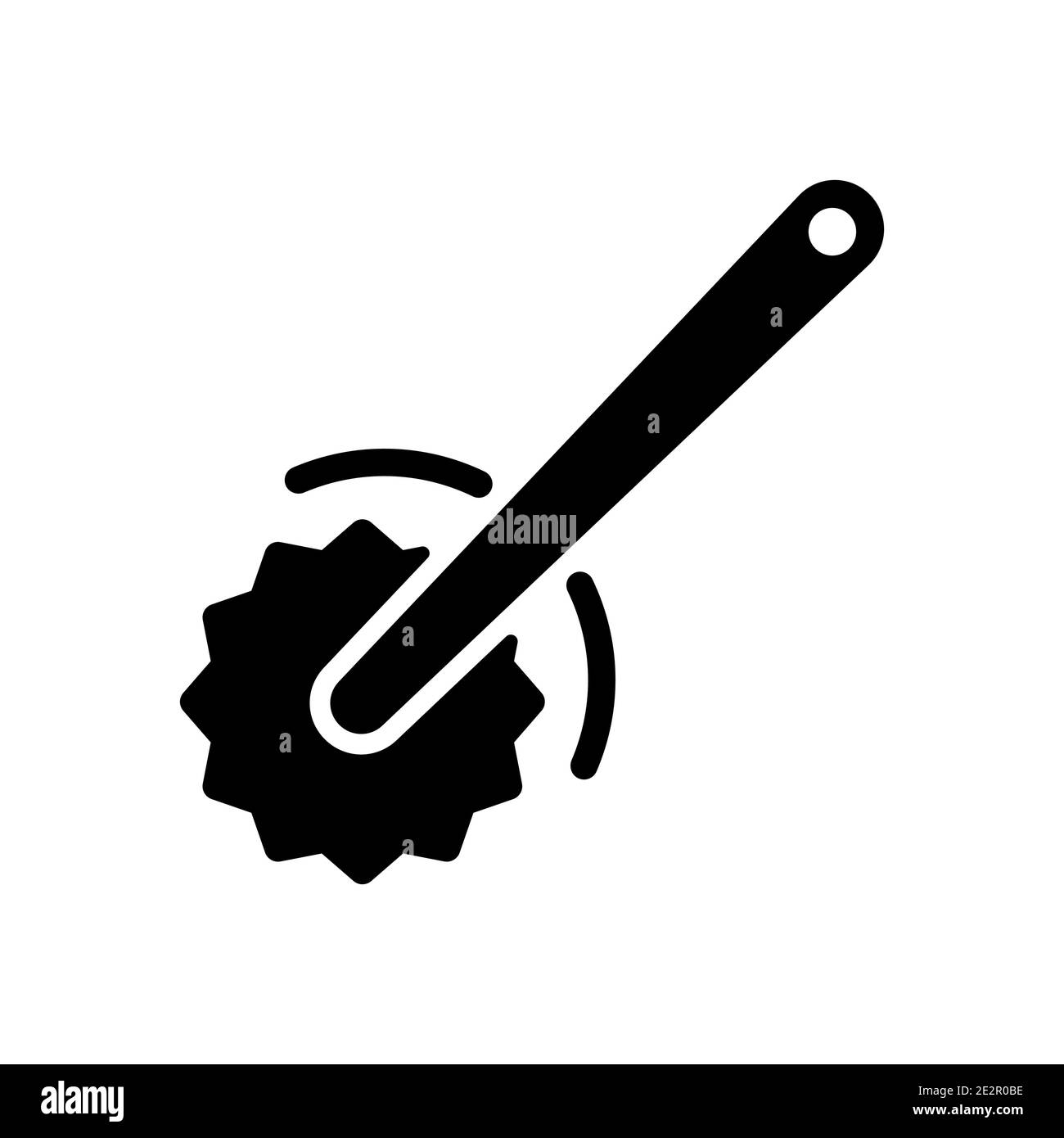 Icona del glifo vettoriale del coltello per pizza. Apparecchio da cucina. Simbolo grafico per la progettazione di siti web di cucina, logo, app, UI Illustrazione Vettoriale