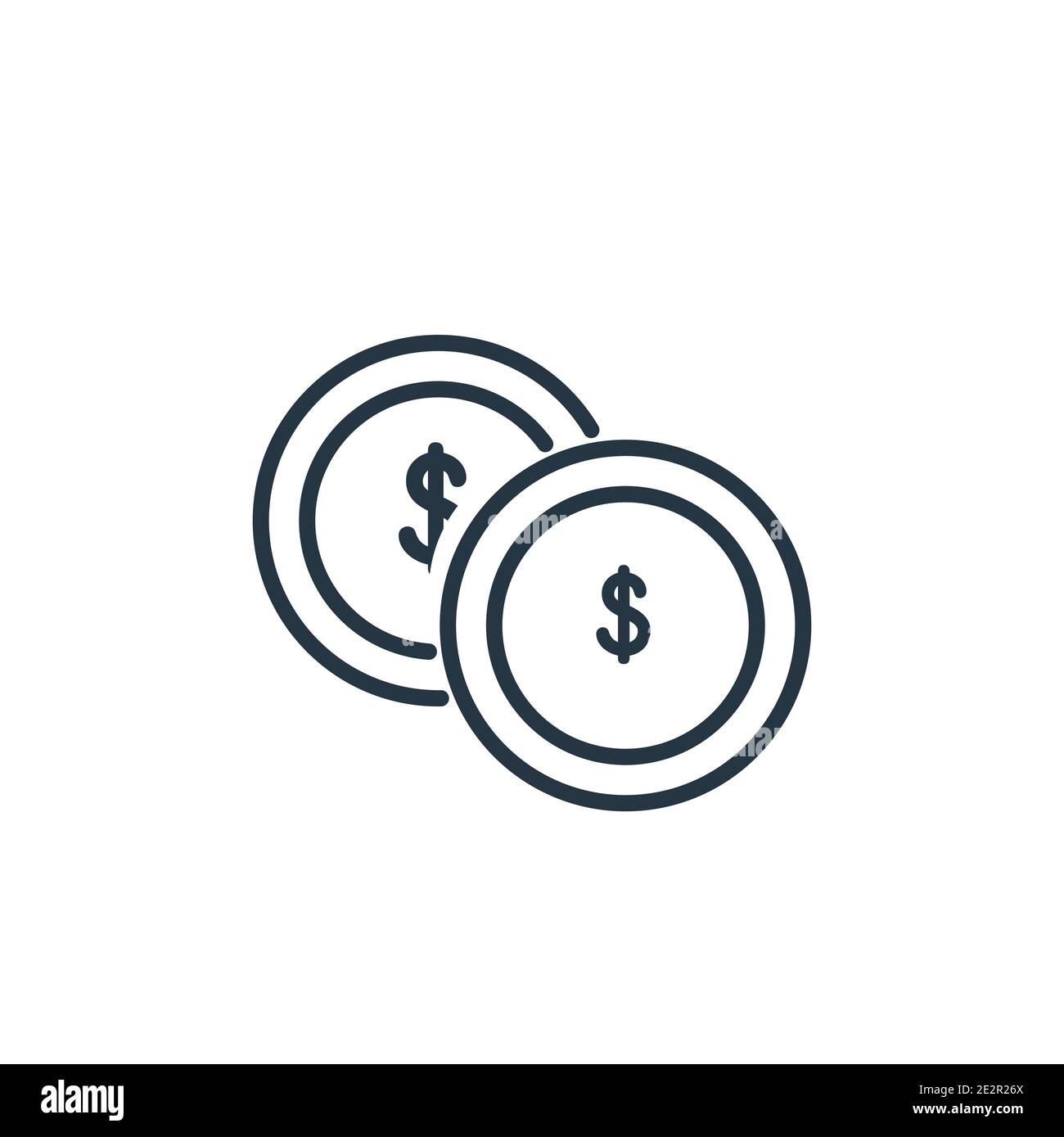 Icona del vettore di contorno della valuta del dollaro. Icona della valuta del dollaro nero a linea sottile, semplice illustrazione dell'elemento vettoriale da isol concettuale aziendale modificabile Illustrazione Vettoriale