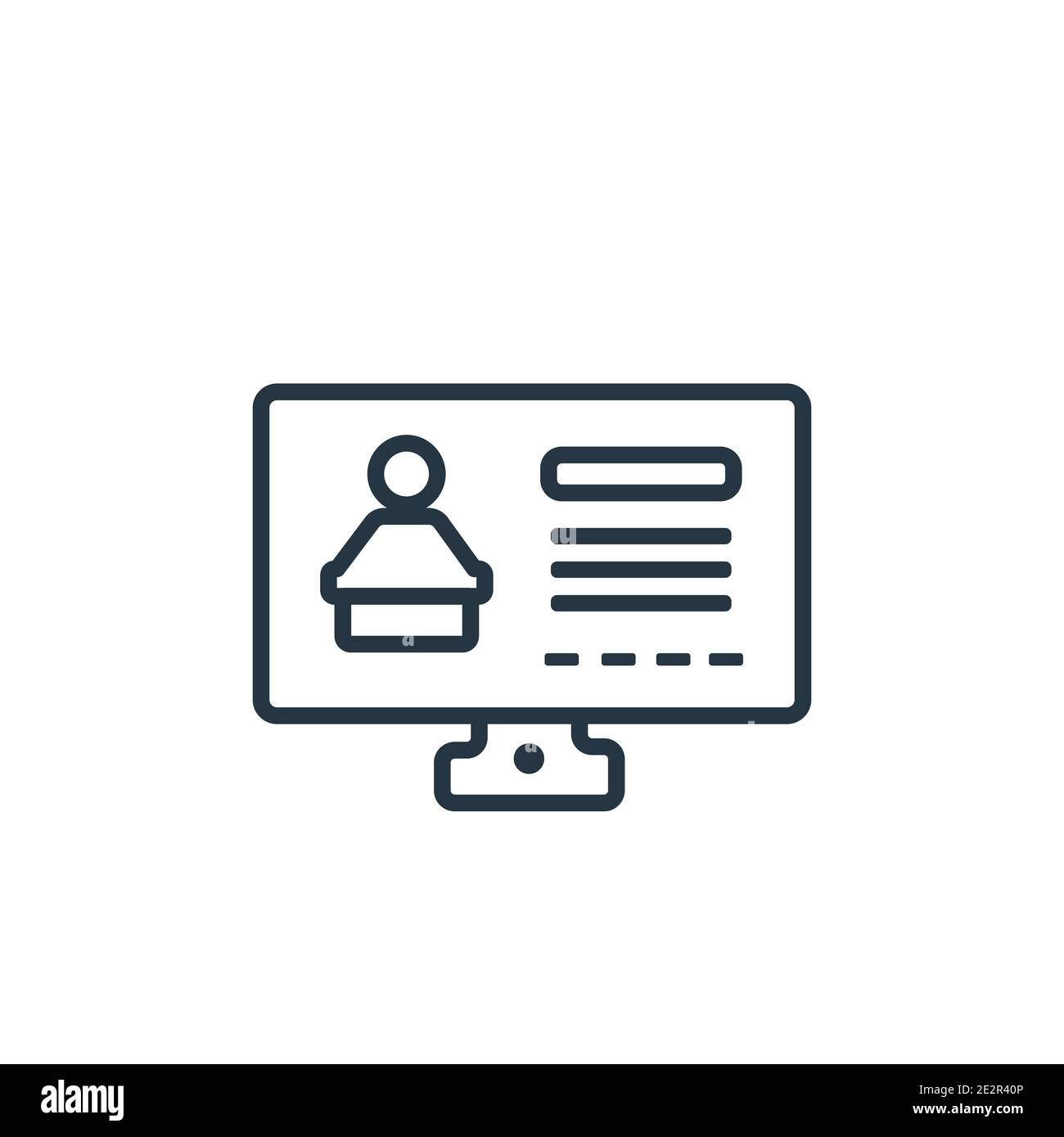 Icona vettoriale di formazione basata su computer. Icona di addestramento nera sottile basata su computer, vettore piatto semplice elemento illustrazione da educa editabile Illustrazione Vettoriale