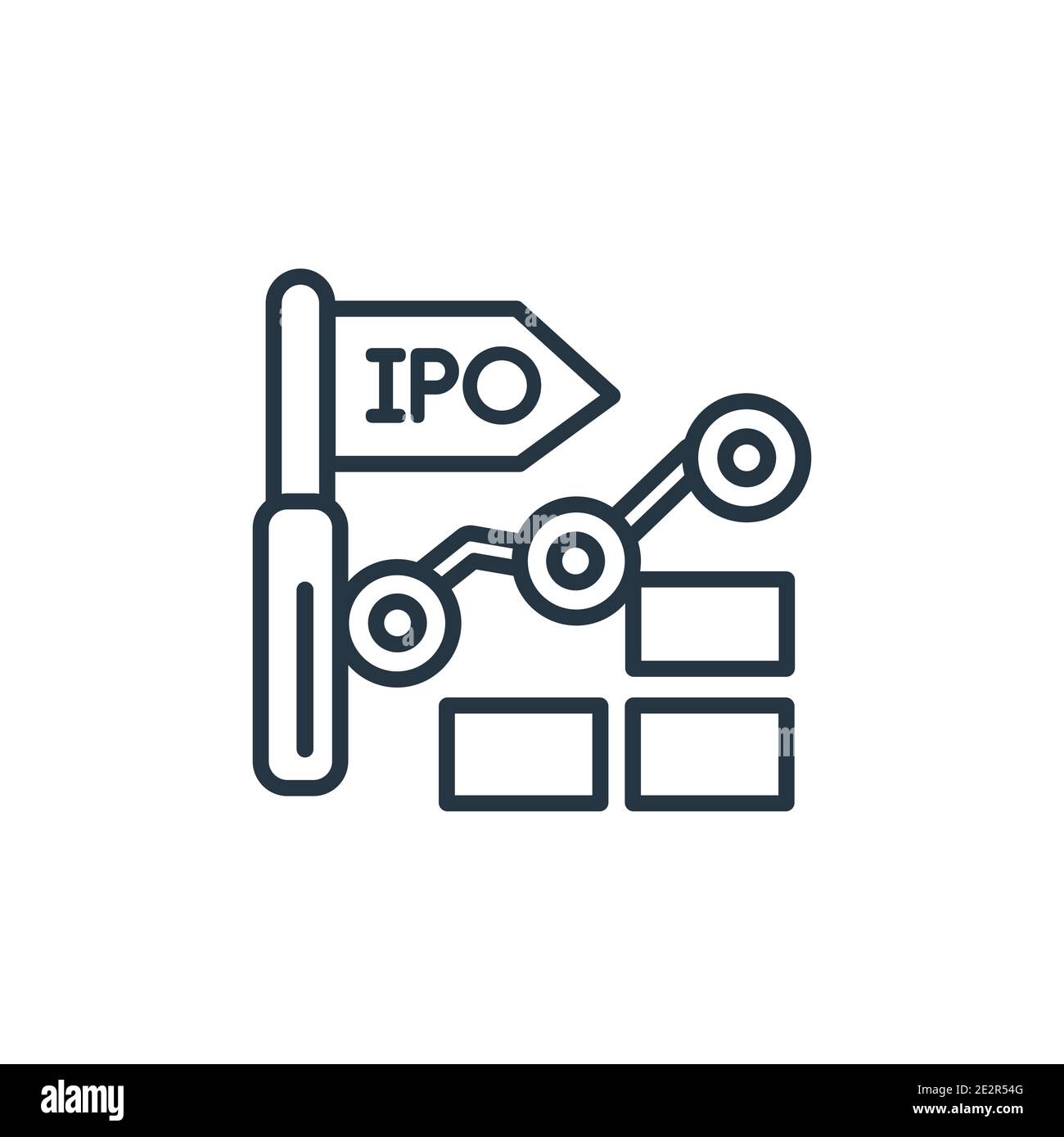 Icona vettore contorno IPO. Icona ipo nera sottile, vettore piatto semplice elemento illustrazione dal concetto di crowdfunding modificabile tratto isolato su bianco Illustrazione Vettoriale