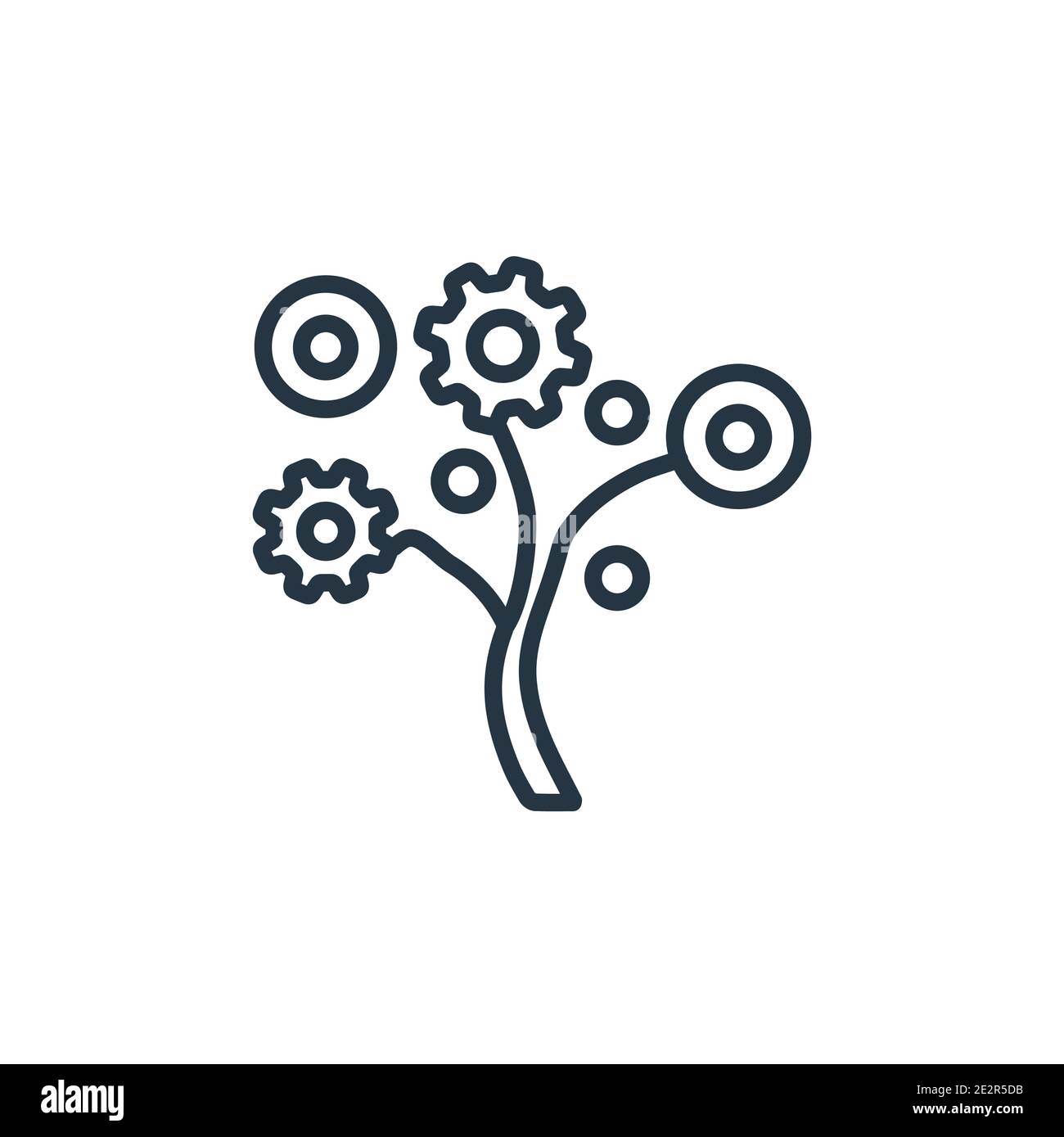 Icona vettore di contorno della struttura tecnologica. Icona ad albero della tecnologia nera a linea sottile, vettore piatto illustrazione di un semplice elemento da intelletto artificiale modificabile Illustrazione Vettoriale