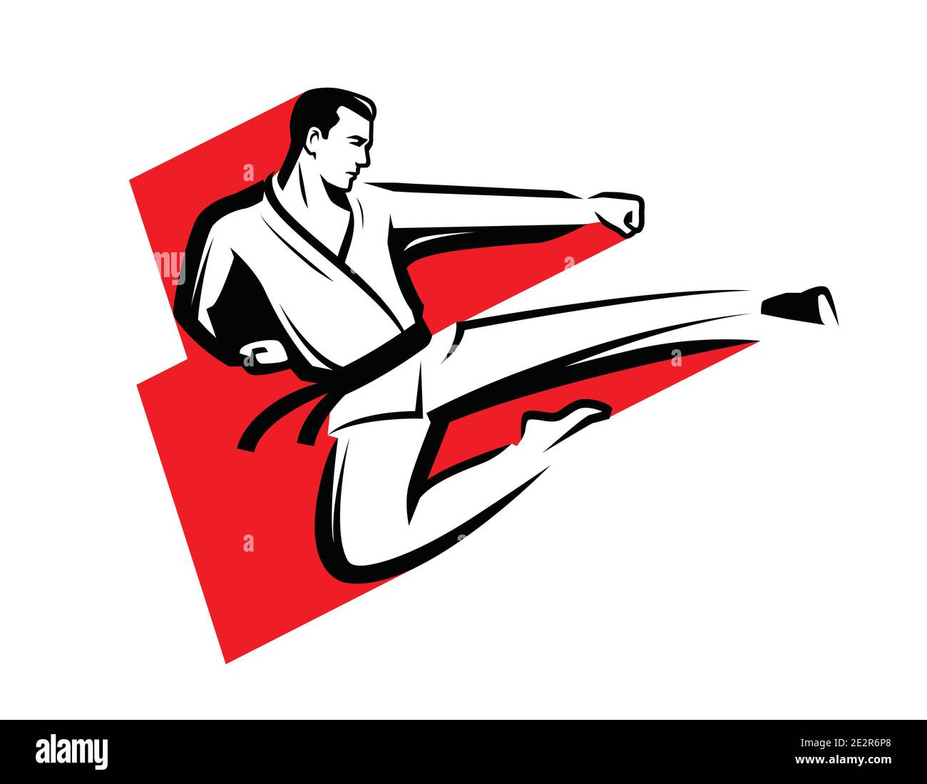 Logo Karate. Simbolo del calcio marziale e di combattimento Illustrazione Vettoriale