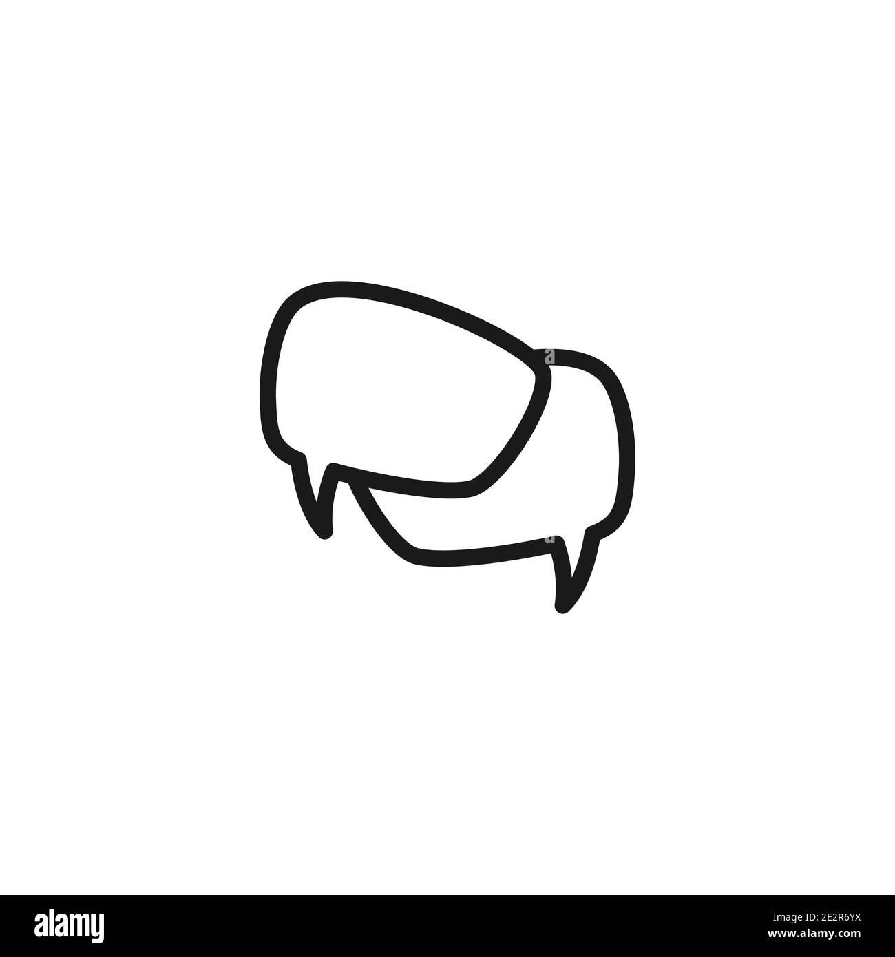 due bolle di conversazione di chat nere isolate su sfondo bianco. Icona piatta vettore. Finestra di dialogo, forum, simbolo del messaggio. Conclusione, comunicazione, istruzione Illustrazione Vettoriale