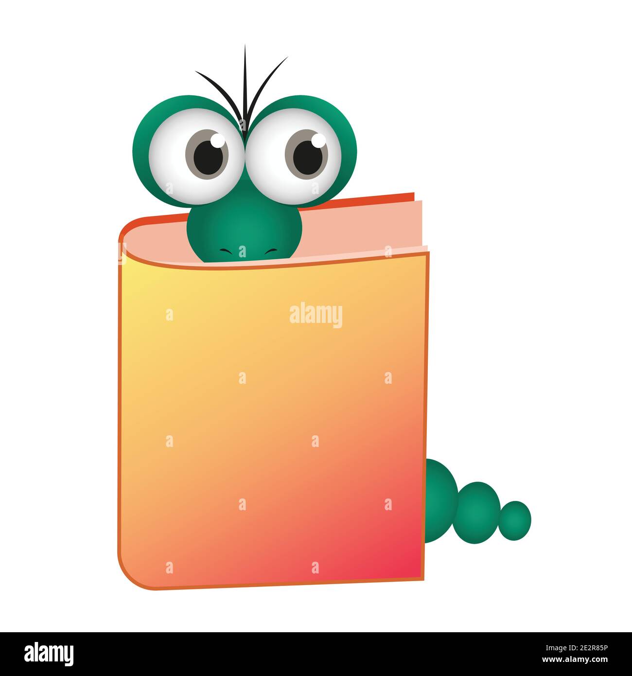 illustrazione vettoriale di un bookworm. un worm intelligente e inquietante legge un libro. il caterpillar ama i libri e la lettura. amore per la lettura. Illustrazione Vettoriale