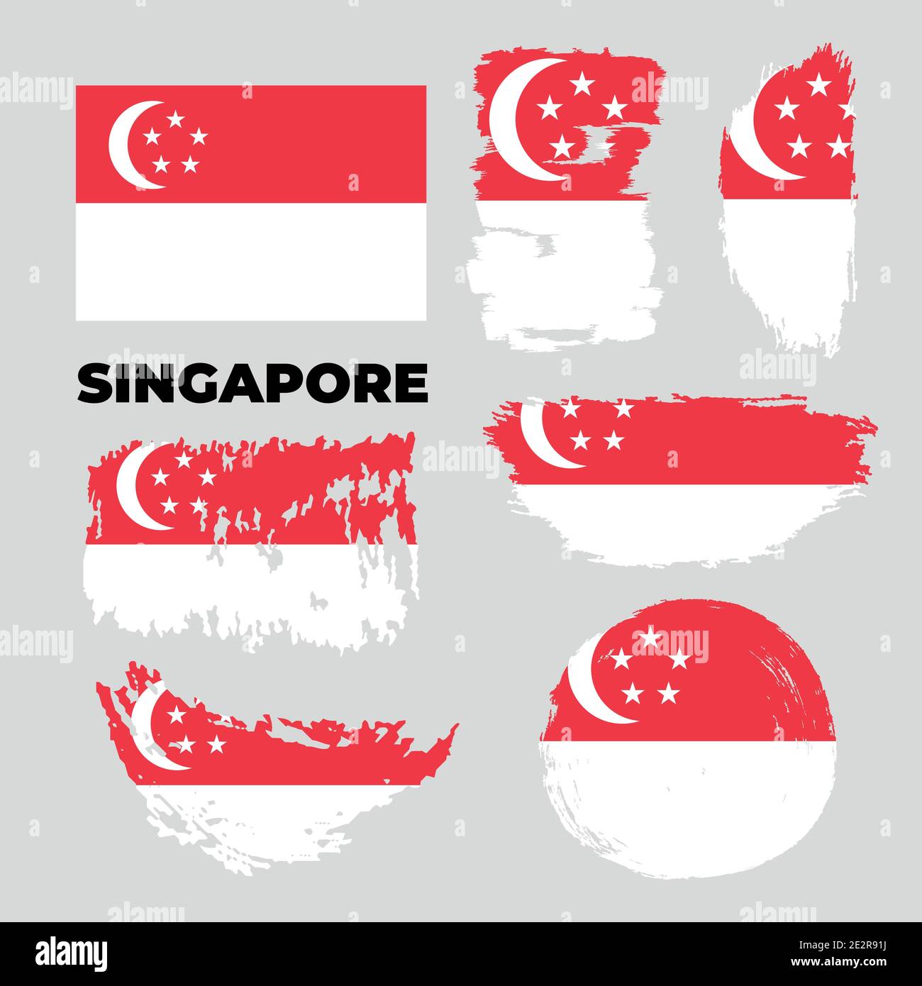 Bandiera di Singapore in proporzione reale con gradiente ondulato commutabile Illustrazione Vettoriale