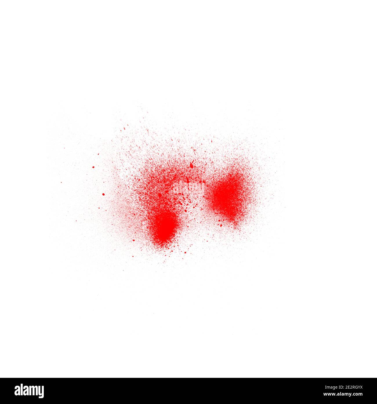 Bellissima spazzola rossa a spruzzo con polvere isolata su bianco Foto Stock