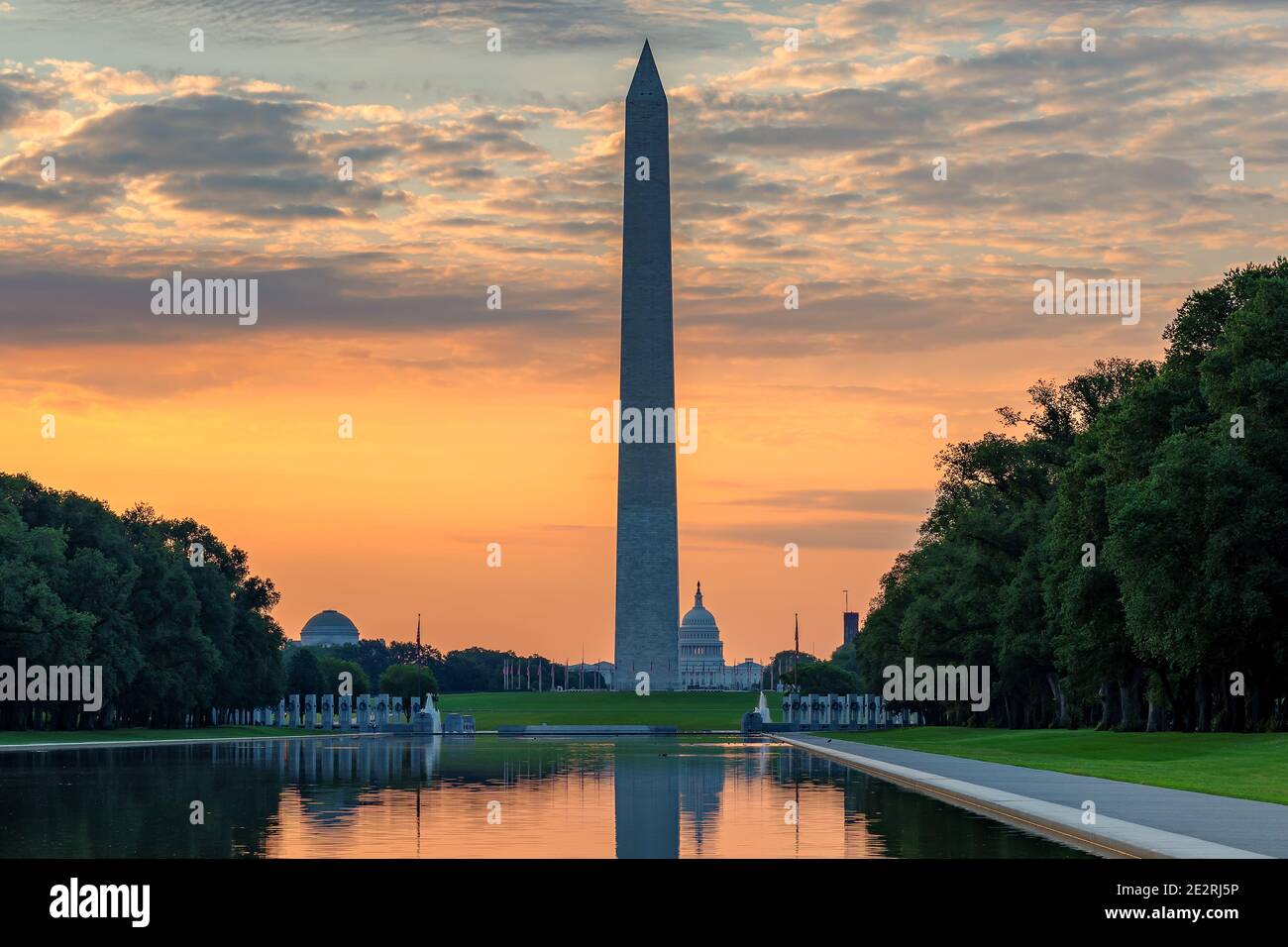 Washington Monument all'alba a Washington DC, USA Foto Stock