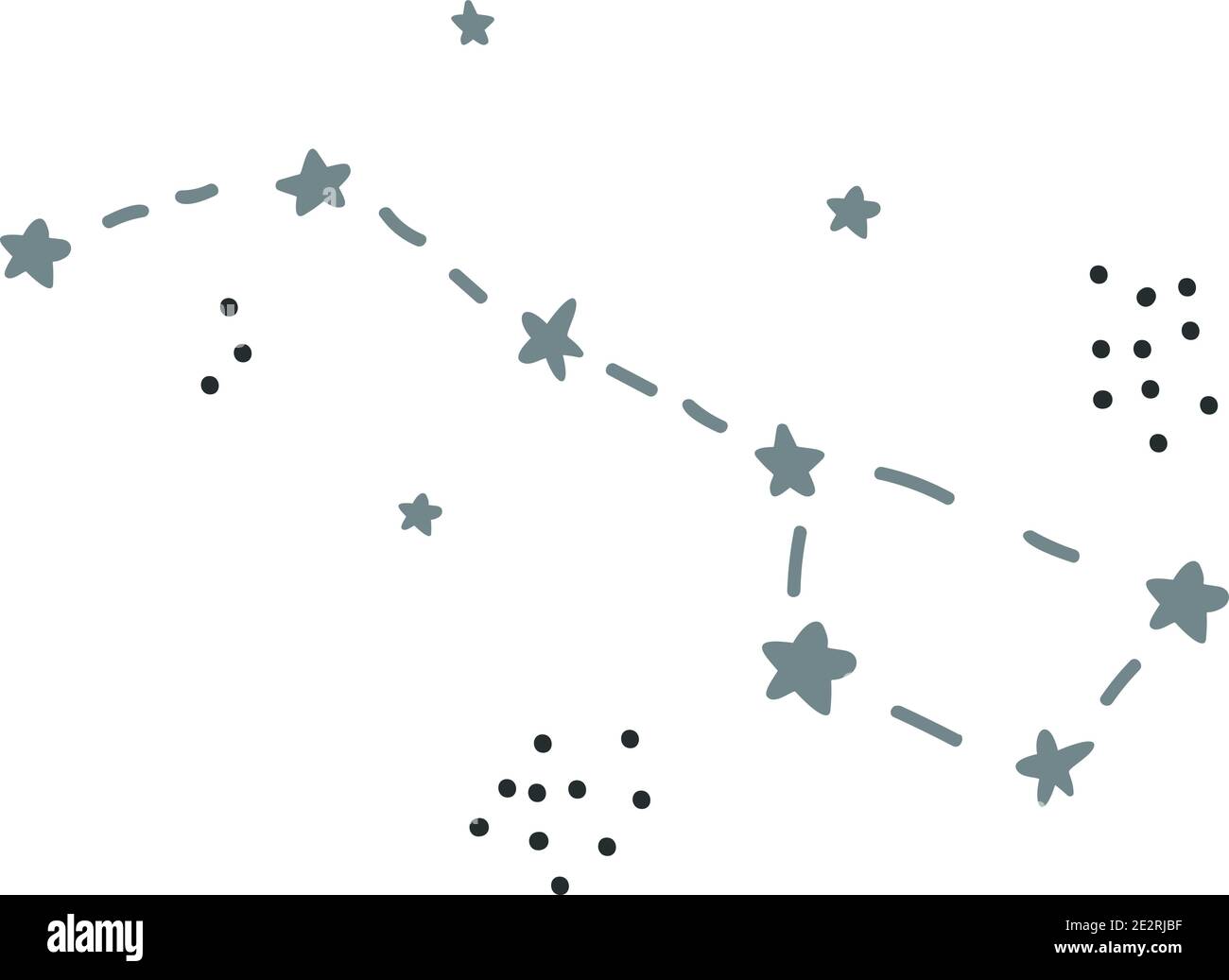 Elemento di doodle Star Vector isolato su sfondo bianco. Ursa costellazione maggiore. Doodle cosmo illustrazione, cielo elemento di disegno per qualsiasi scopo Illustrazione Vettoriale