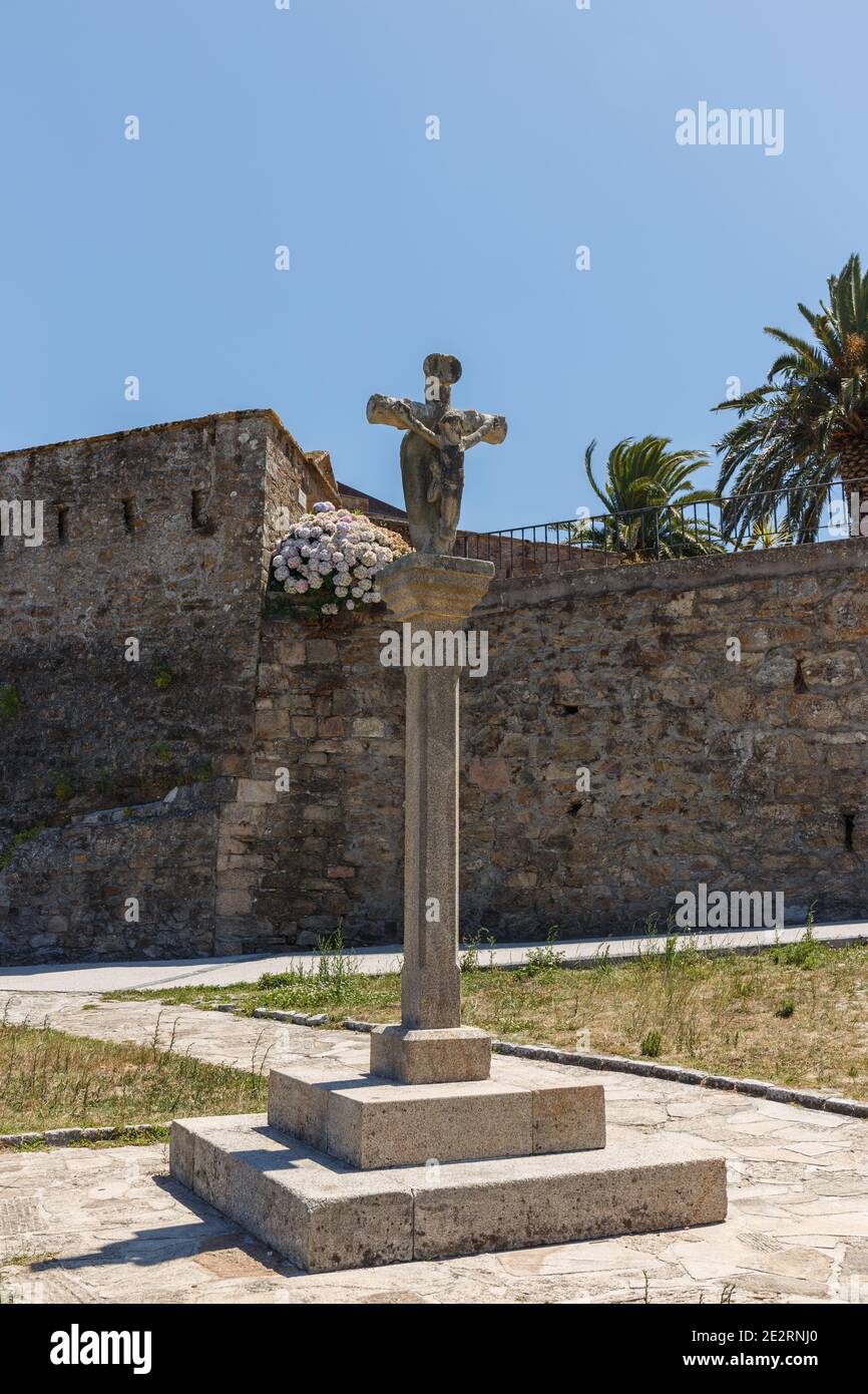 Cruceiro, croce di pietra a Finisterre, Galizia, Spagna Foto Stock