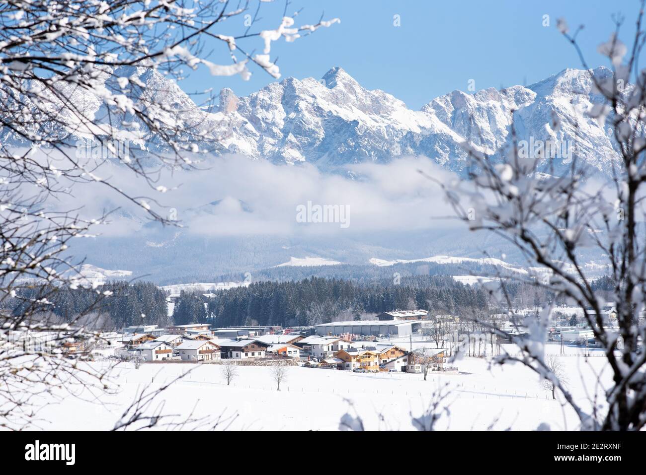 Winterwonderland, Maishofen, Salisburgo, Village Foto Stock