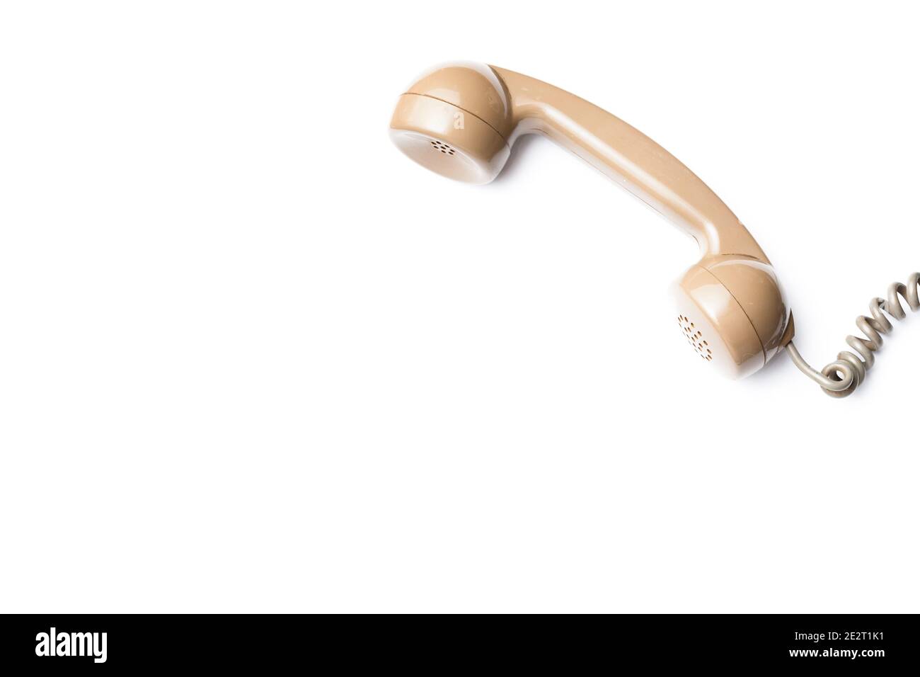 Ricevitore di un telefono retro vintage isolato su sfondo bianco Foto Stock
