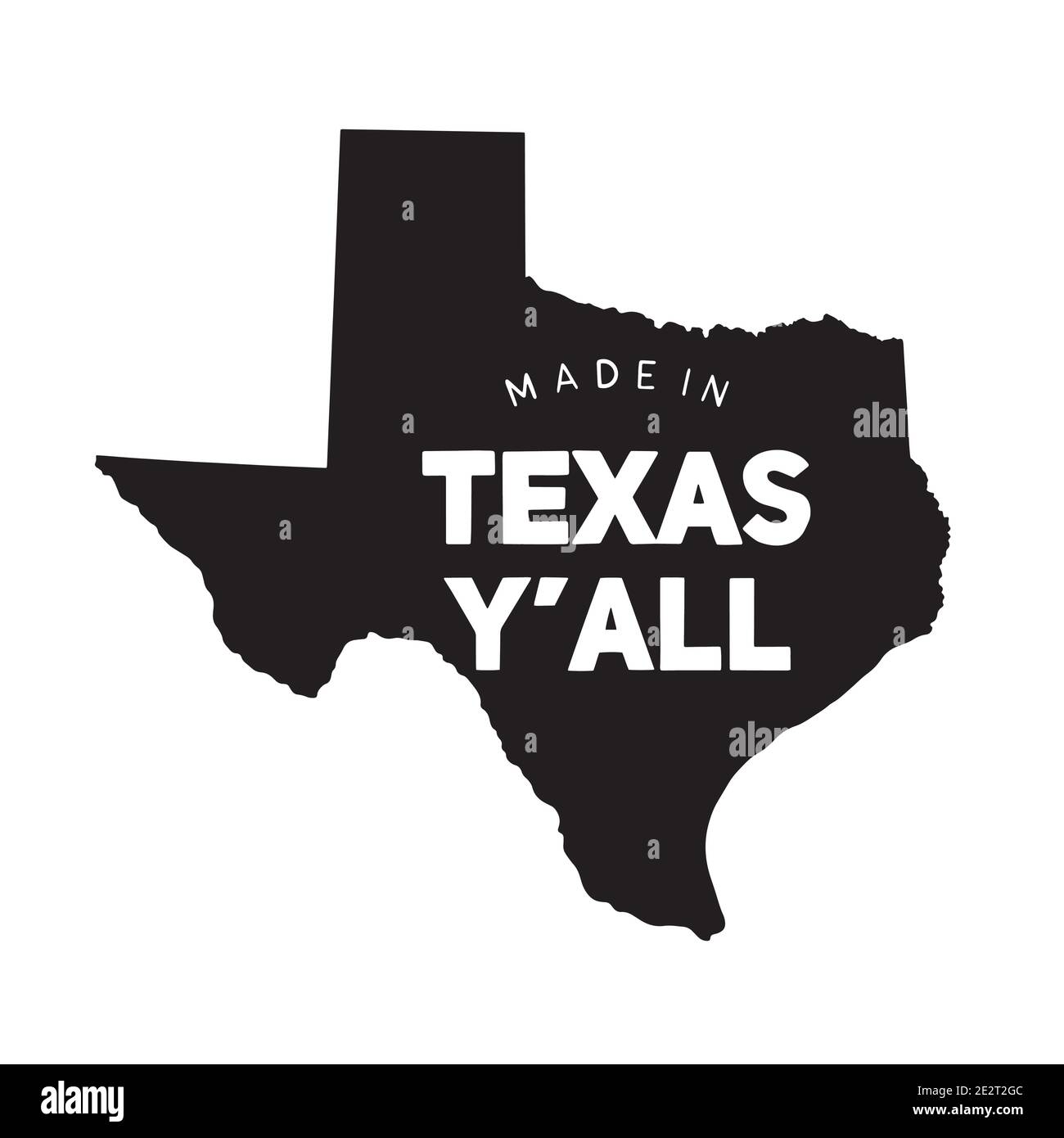 Made in texas Y'all scritto sullo stato del texas Illustrazione Vettoriale
