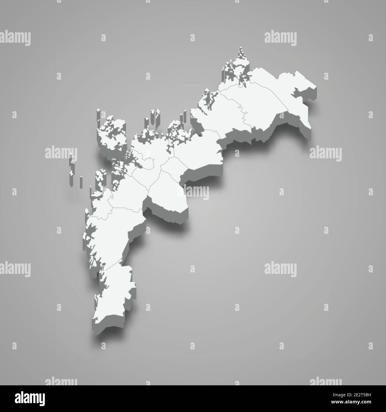 La mappa isometrica 3d di Ostrobothnia è una regione della Finlandia, illustrazione vettoriale Illustrazione Vettoriale