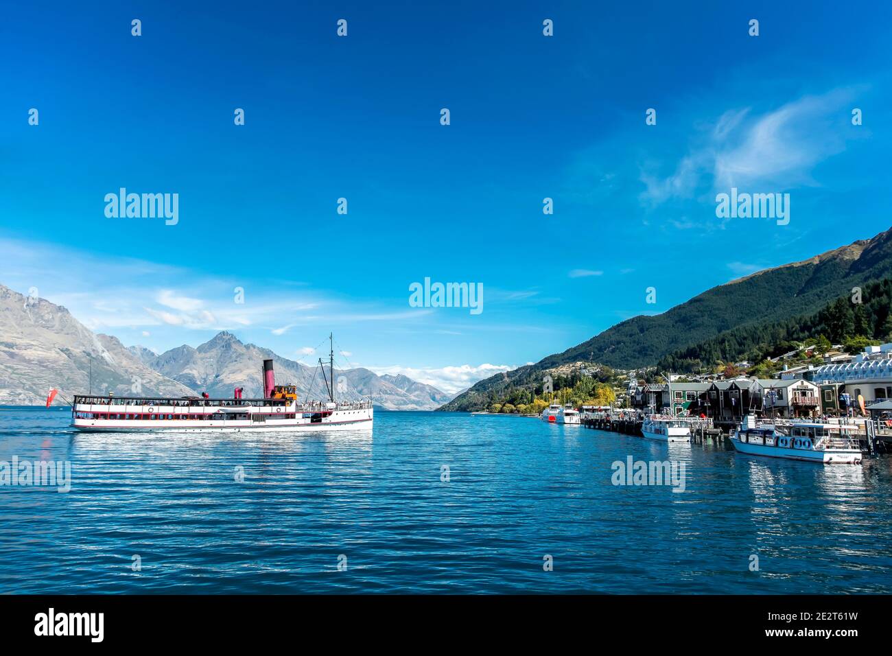 Nuova Zelanda, Isola del Sud, Otago: Nave a vapore TSS Earnslaw sul lago Wakatipu Foto Stock