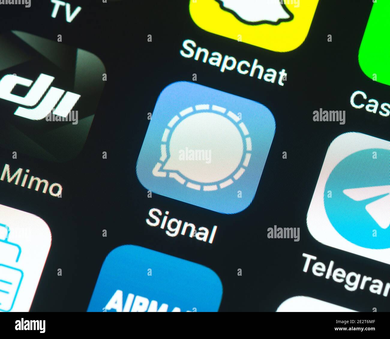 Icona dell'app Signal sullo schermo di Apple iPhone Foto Stock