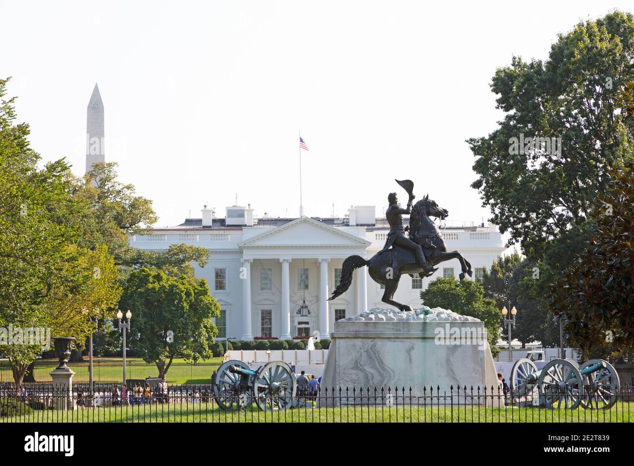 Statua del presidente Andrew Jackson su Lafayette Square fuori dalla Casa Bianca a Washington DC, USA. Foto Stock