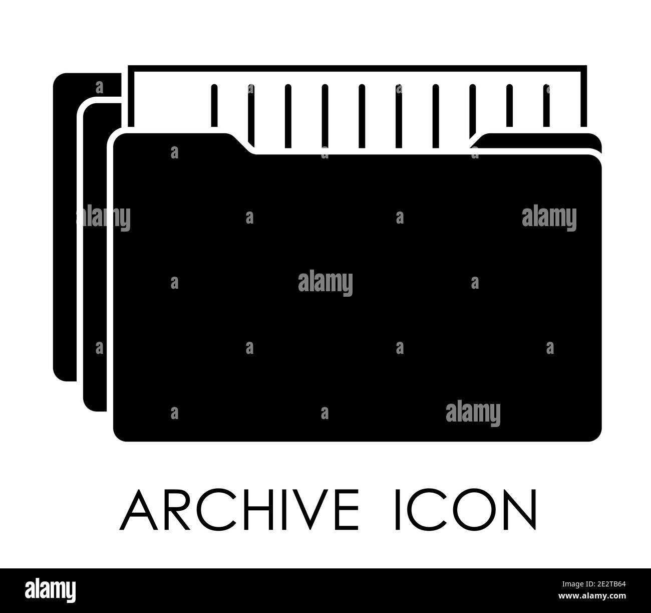 icona nera dell'archivio dati del computer con. Memorizzazione e invio di grandi volumi di informazioni su Internet. Vettore isolato su sfondo bianco Illustrazione Vettoriale