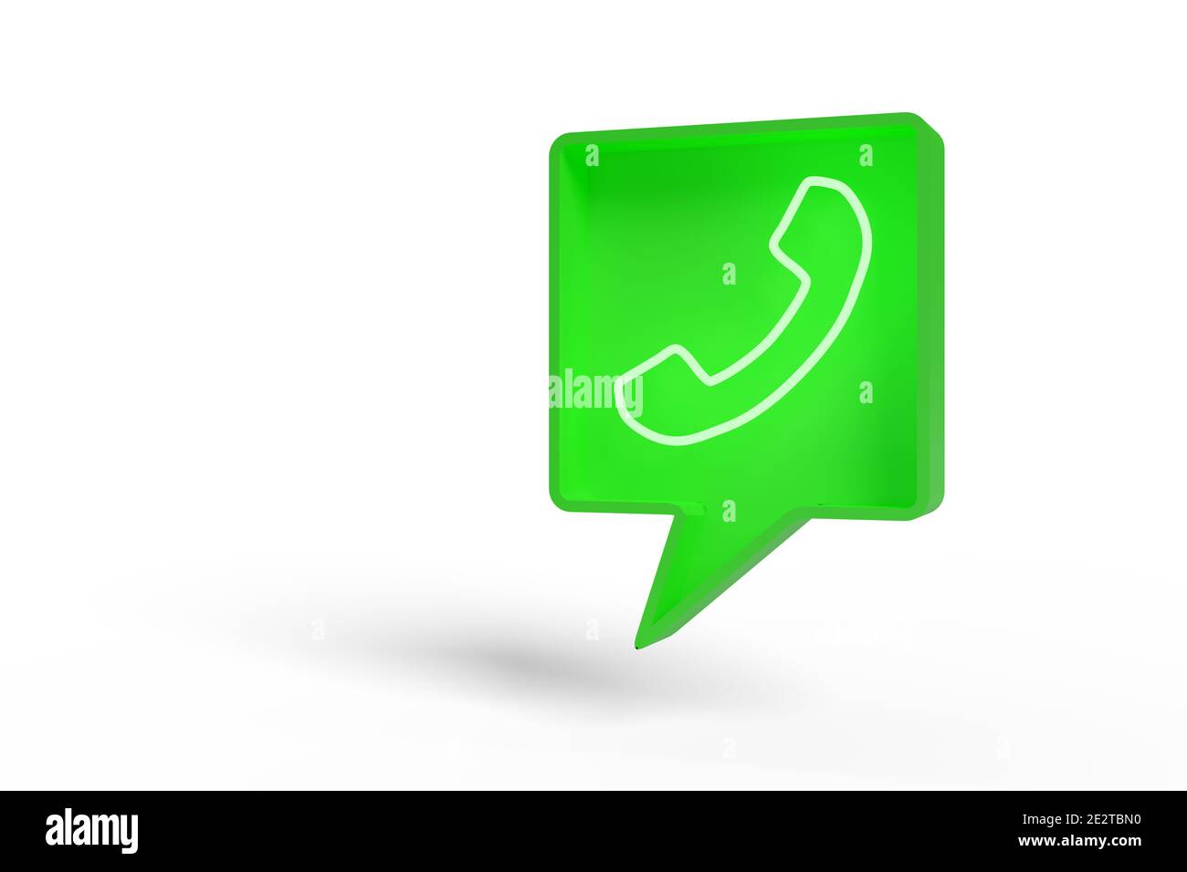 Palloncino vocale verde con icona del telefono illuminata. Foto Stock