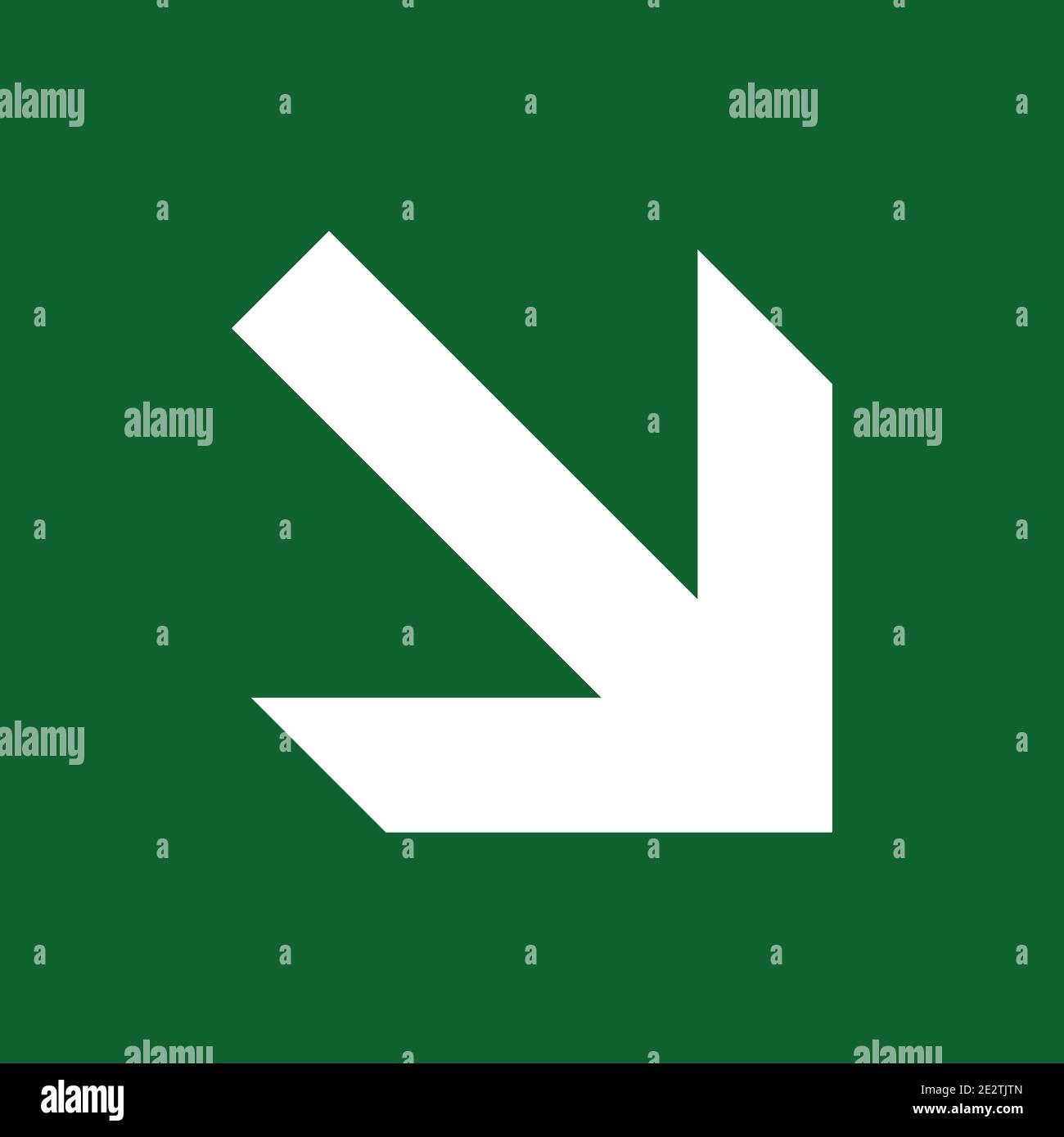 Uscita di emergenza al piano inferiore segno vettore verde bianco Illustrazione Vettoriale