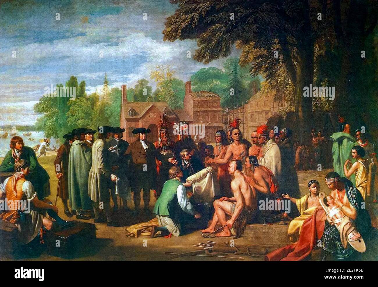 Trattato di Penn con gli Indiani, dipinto di Benjamin West, 1771-1772 Foto Stock