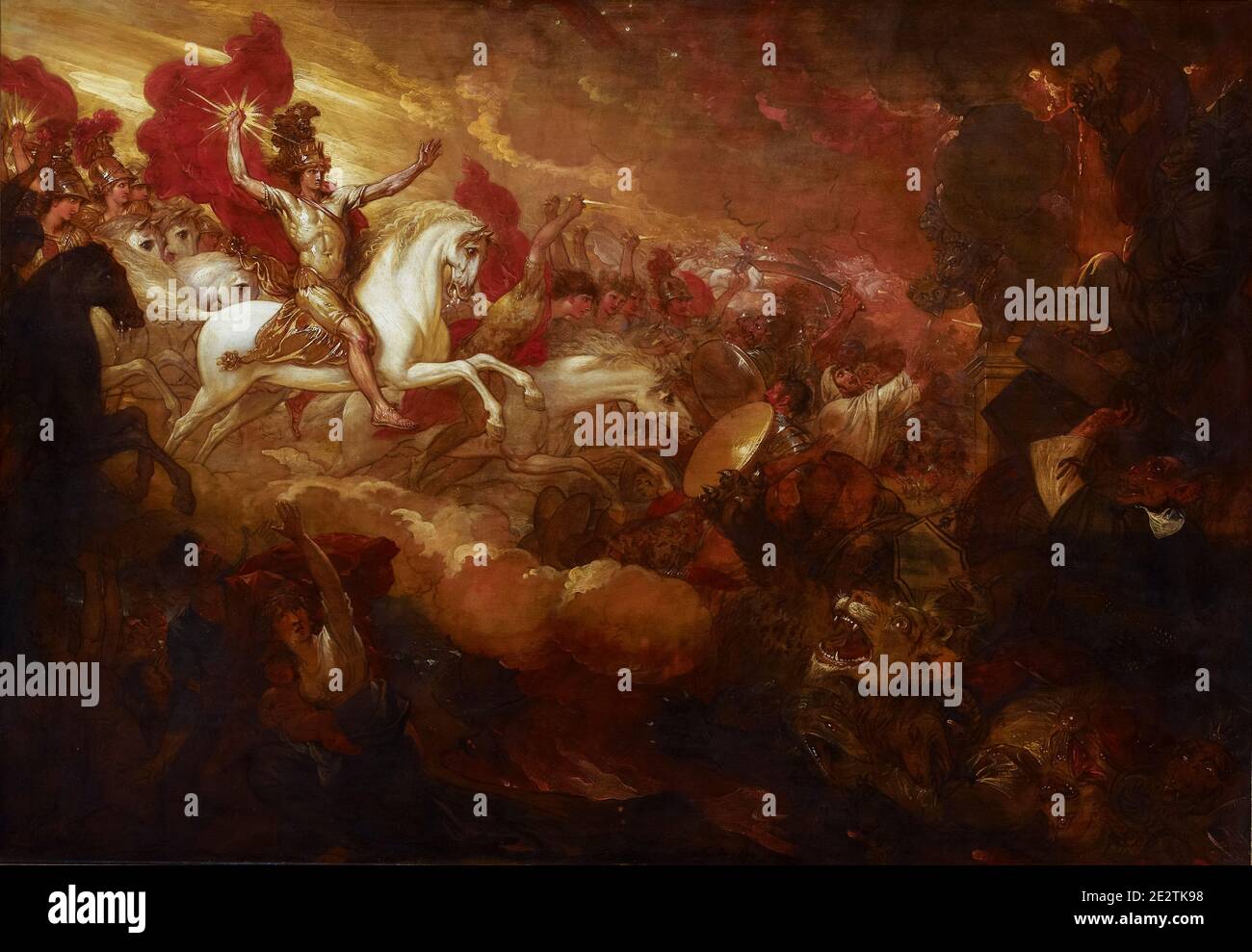 Distruzione della bestia e del falso Profeta, dipinto di Benjamin West, 1804 Foto Stock