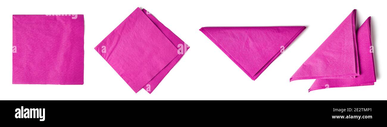 Tovaglioli di carta rosa isolati su sfondo bianco, vista dall'alto Foto Stock