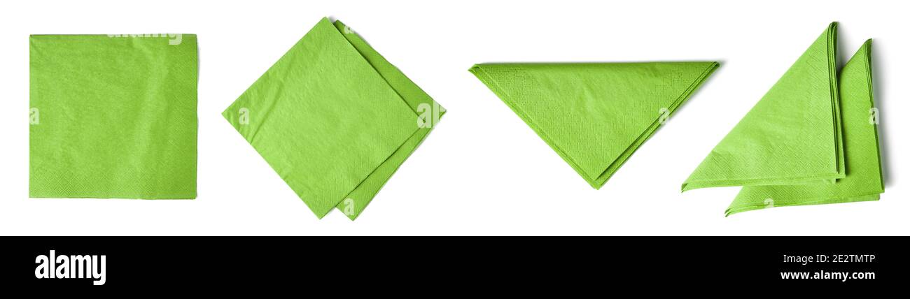 Tovaglioli di carta verde isolati su sfondo bianco, vista dall'alto Foto Stock
