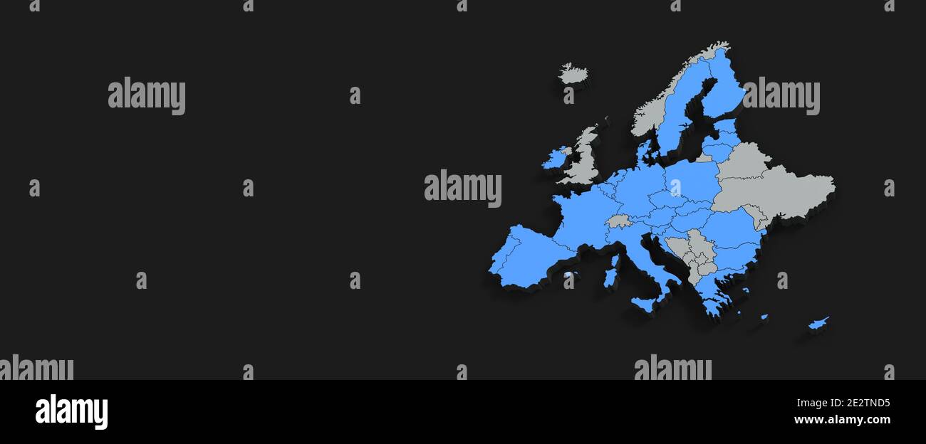 Mappa europea su sfondo grigio 2021 - rendering 3D Foto Stock