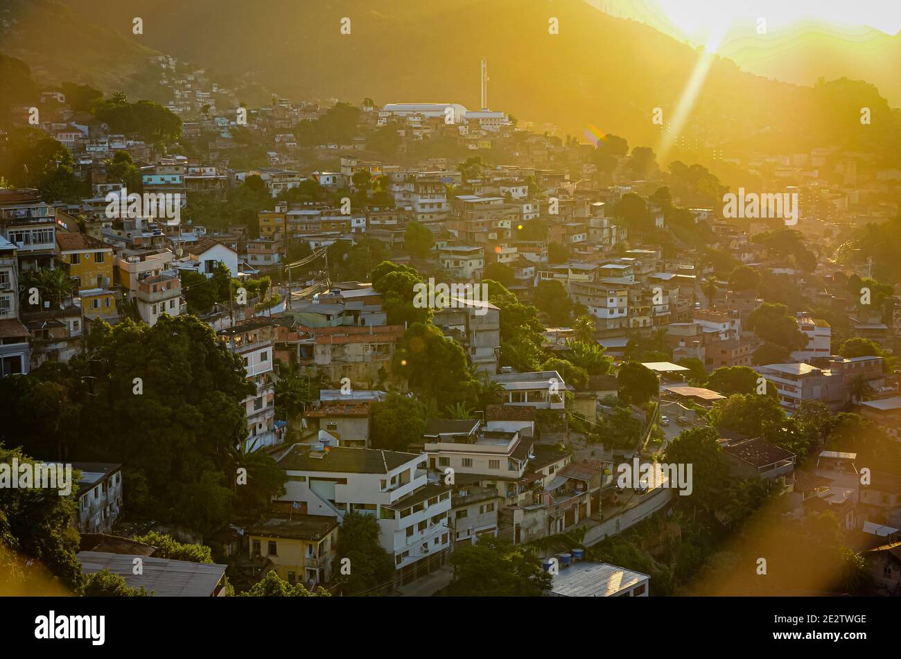 Vista di Santa Teresa al tramonto, Rio de Janeiro, Brasile Foto Stock