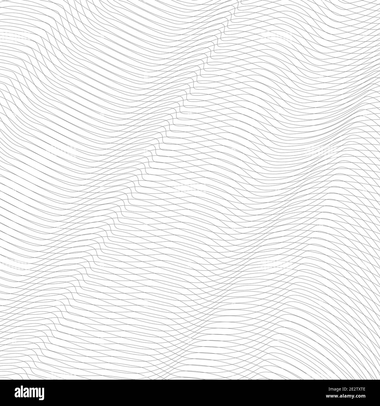Rete squiggle grigia con onde diagonali. Curve sottili astratte. Sfondo a strisce monocromatico vettoriale. Disegno di linea, tessuto, trama di maglia. EPS10 Illustrazione Vettoriale