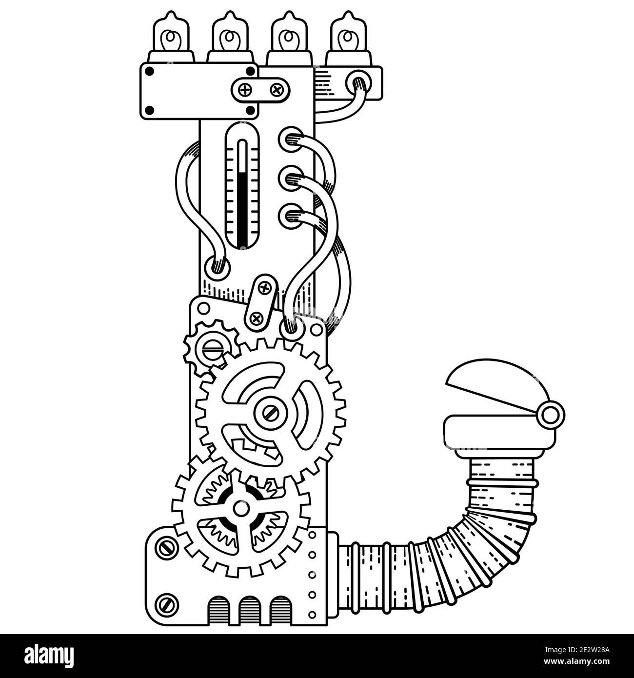Libro da colorare vettoriale per adulti. Font steampunk ...