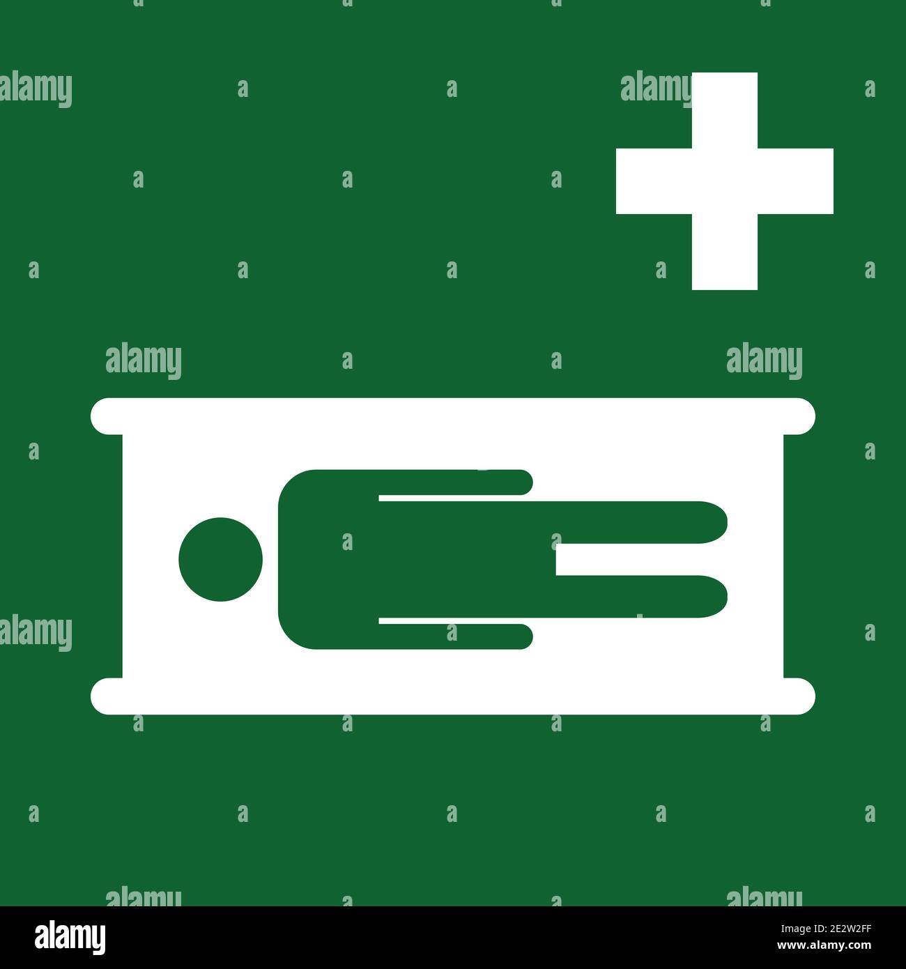 Simbolo della barella di emergenza vettore verde bianco Illustrazione Vettoriale