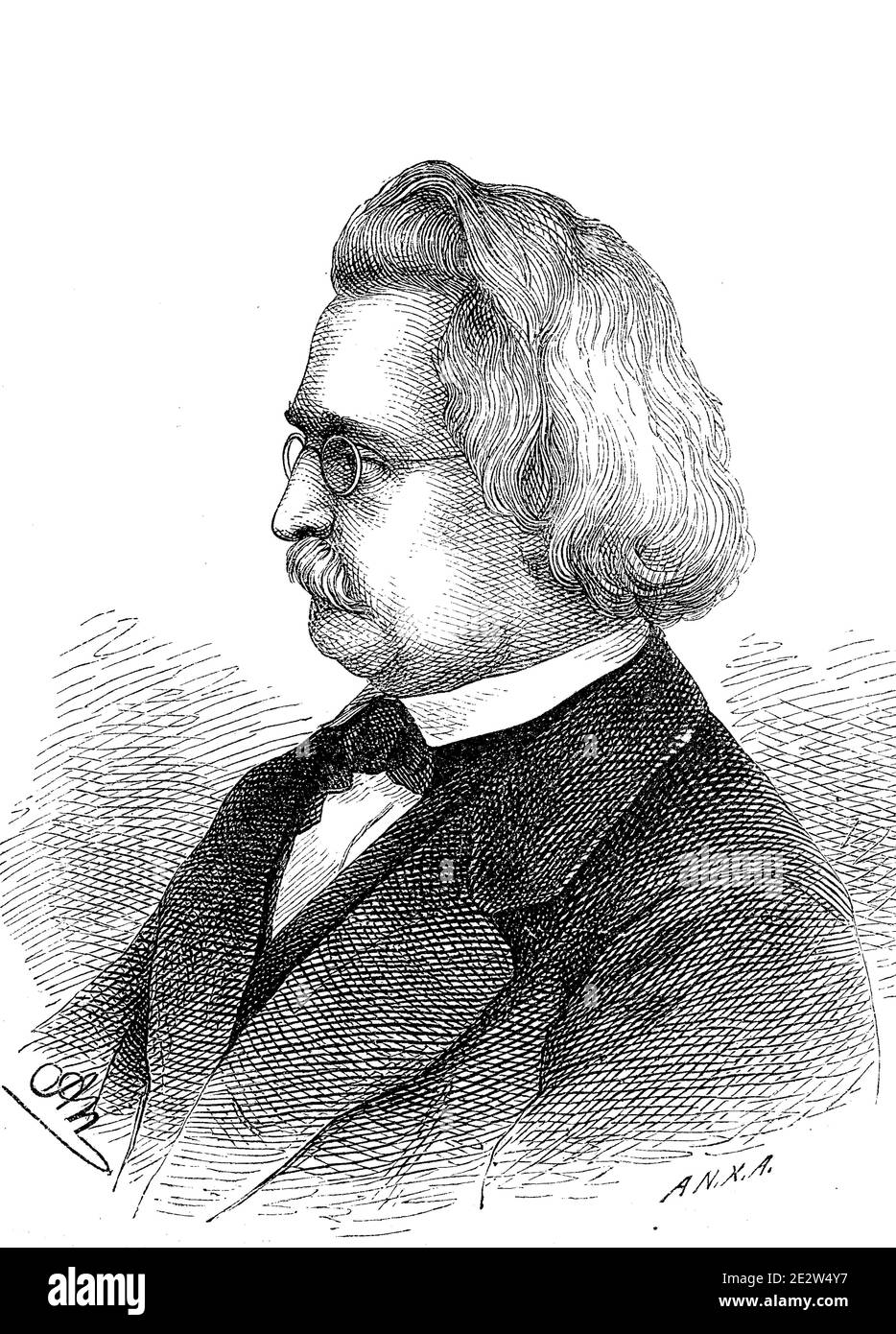 Karl Richard Lepsius, 23 dicembre 1810 - 10 luglio 1884, un egittologo, linguista e bibliotecario tedesco, Karl Richard Lepsius, 23. Dicembre 1810 - 10. Juli 1884, ein deutscher Ägyptologe, Sprachforscher und Bibliothekar, Historisch, riproduzione storica, digitale migliorata di un originale del 19 ° secolo / digitale Reproduktion einer Originalvorlage aus dem 19. Jahrhundert, Foto Stock