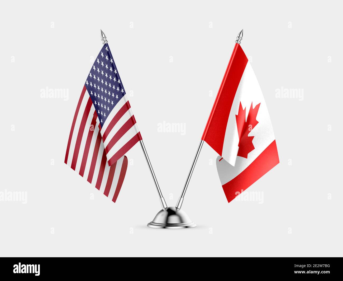 Desk bandiere, Stati Uniti d'America e il Canada, isolato su sfondo bianco. Immagine 3D Foto Stock