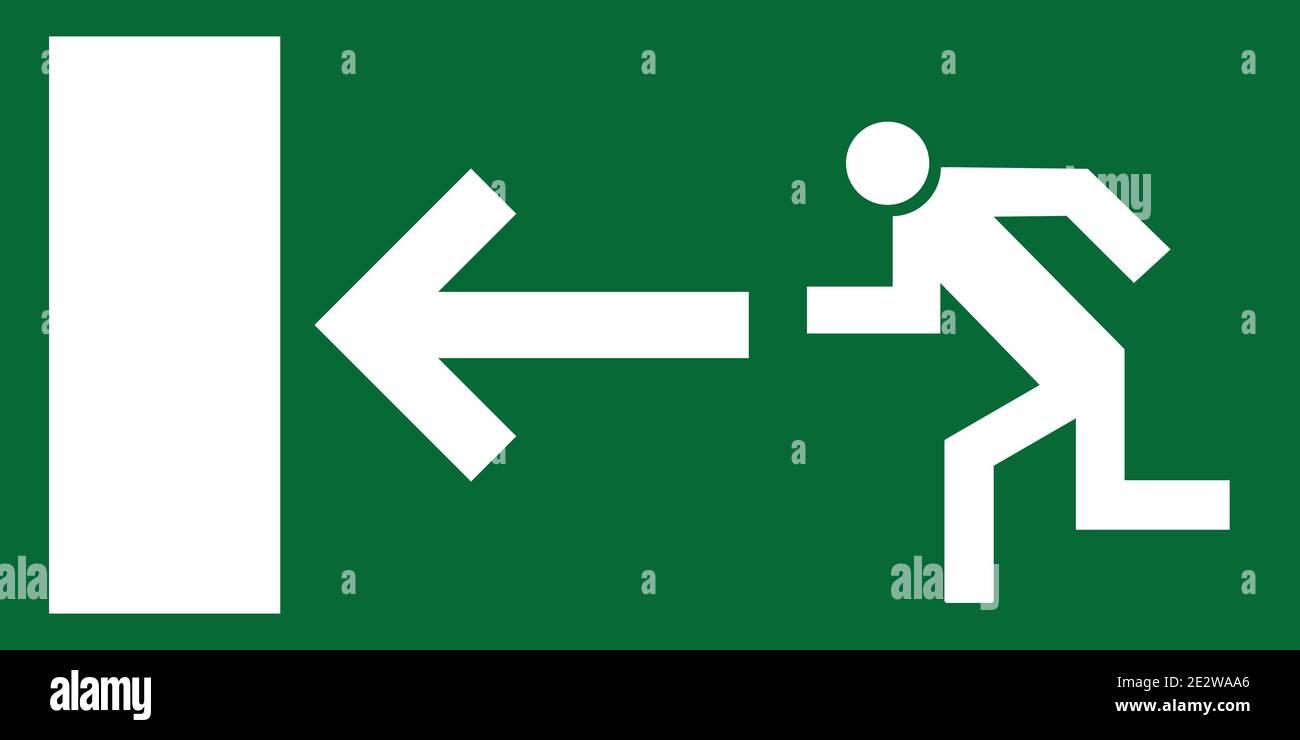 Uscita di emergenza vettore verde sinistra Illustrazione Vettoriale