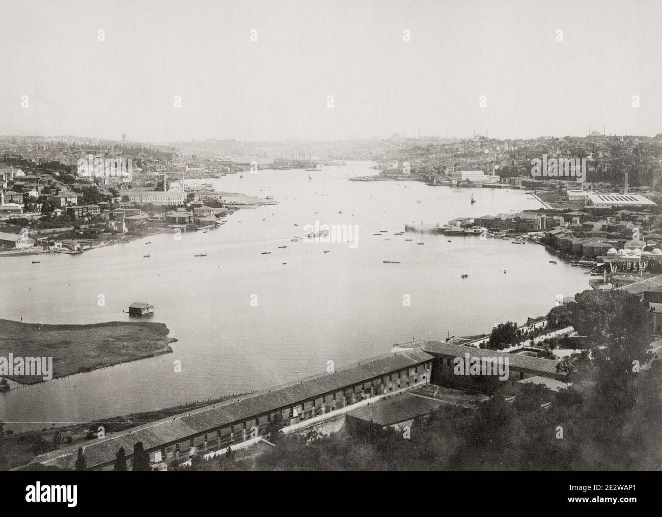 Fotografia d'epoca del XIX secolo: Turchia, Costantinopoli, Istanbul - Corno d'Oro. Foto Stock